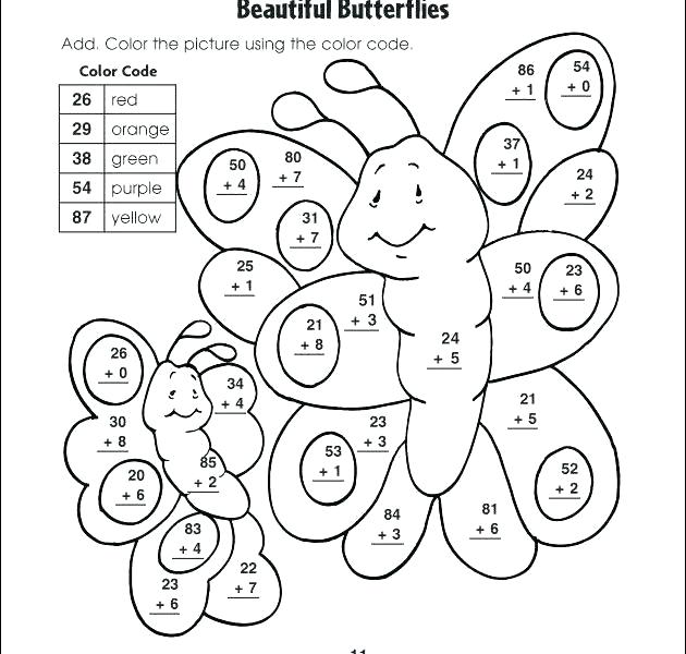 addition coloring worksheets for 2nd grade