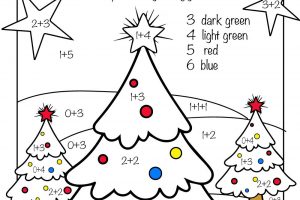 Addition Coloring Worksheets Christmas 4