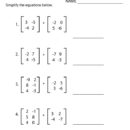 Matrix Addition and Subtraction Worksheets 4