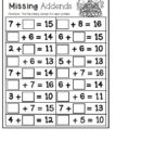 missing numbers addition worksheets 3