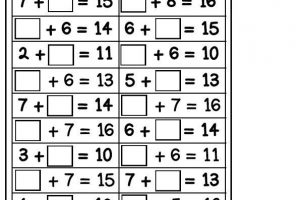 missing numbers addition worksheets 7