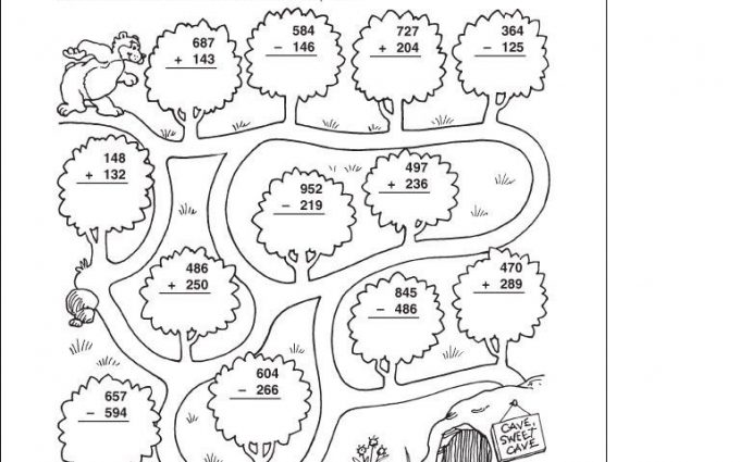 Math Addition Subtraction Coloring Worksheets 2