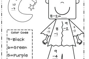 Single Digit Subtraction Coloring Worksheets 8