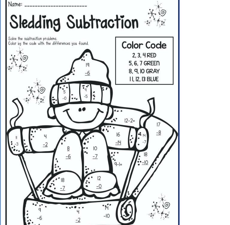 SUBTRACTION COLORING WORKSHEETS 2ND GRADE