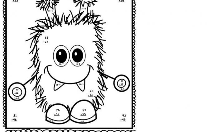 Subtraction Coloring Worksheets 4th Grade 2