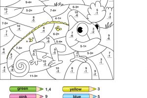 Subtraction Coloring Worksheets for Grade 1 7