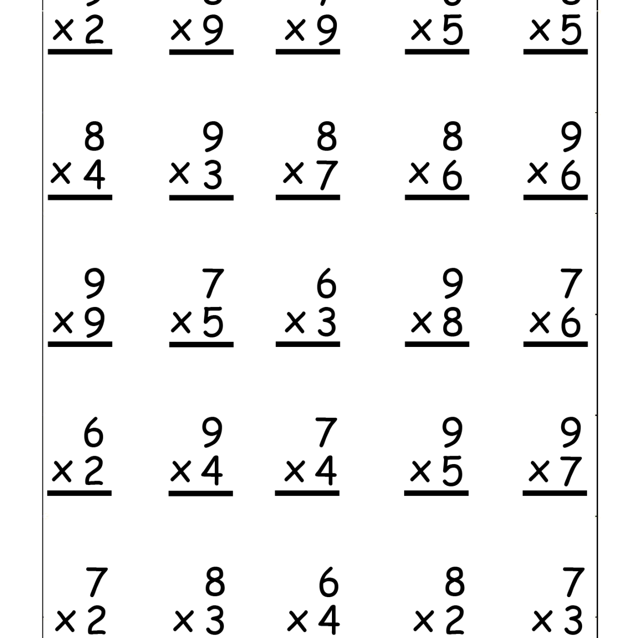 Multiplication Math Worksheets 4