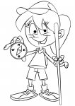 girl holding a compass coloring pages