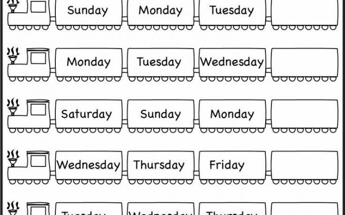 Days of Week Worksheets 2