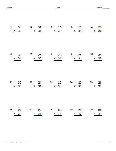 2-Digit Multiplication With Regrouping - Worksheet School