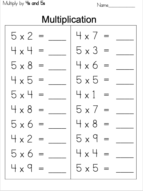 1-Digit Multiplication - Worksheet School