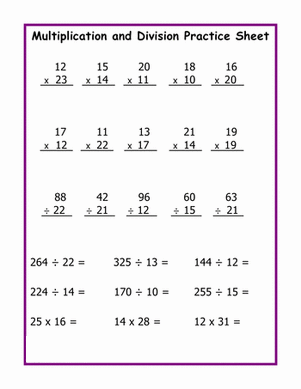 Multiplication and Division Math 2
