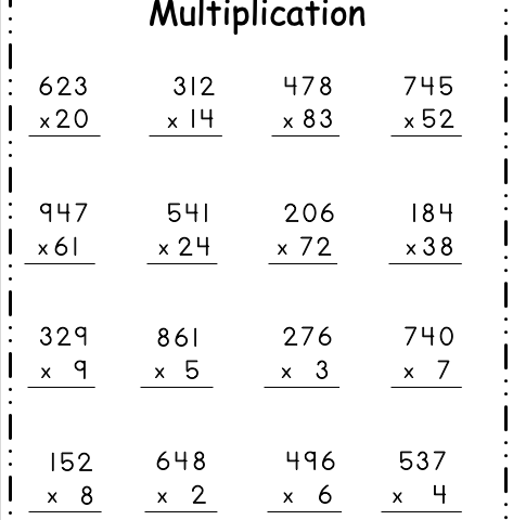Multiplication - 3 Digit by 1 Digit 3