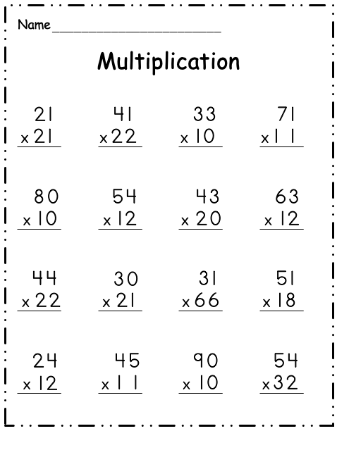 2-Digit Multiplication - Worksheet School