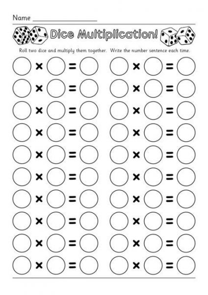 Dice Multiplication Worksheets | Worksheet School